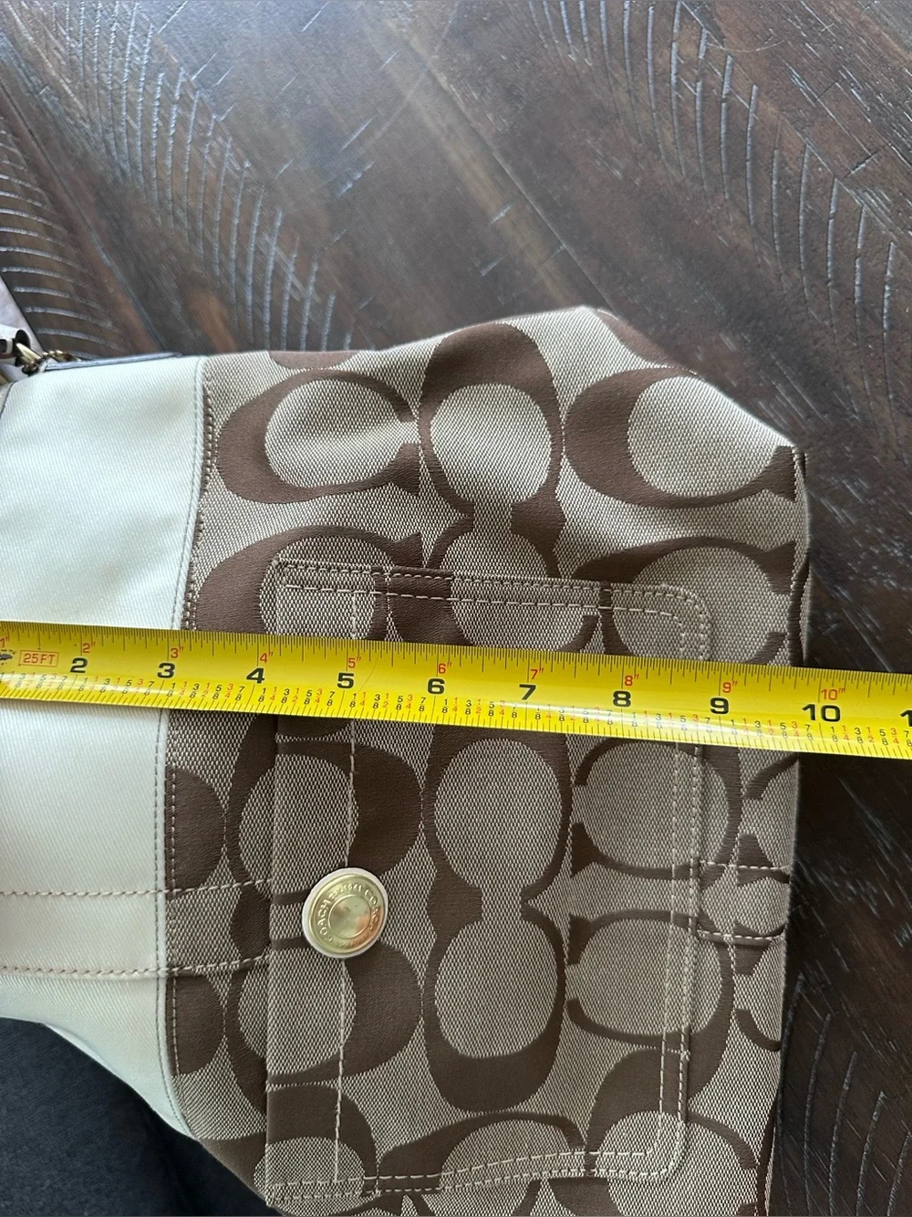 Vintage Y2K Coach Canvas Signature Shoulder Hobo Bag in Brown and Cream